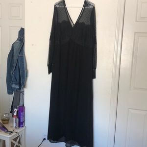 Black Maxi Dress with Bell Sleeves